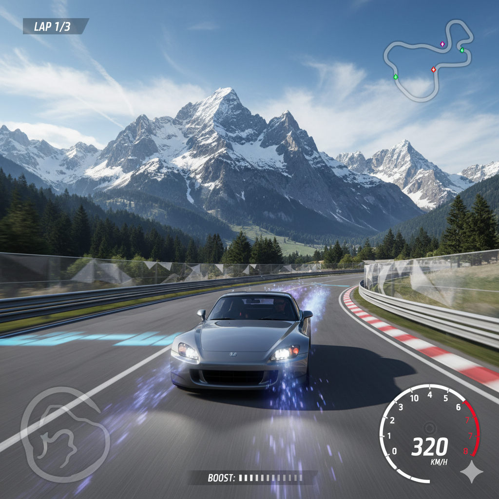 Honda S2000 sur une piste de course alpine